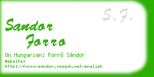sandor forro business card